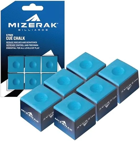 mizerak tournament grade cue chalk 6 pack pool chalk cubes for accuracy cue ball control and reduced miscues must have pool accessory